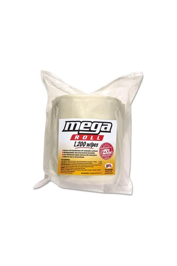 Mega Roll Wipes Refills, 8" x 8", 1,200 Wipes Per Roll