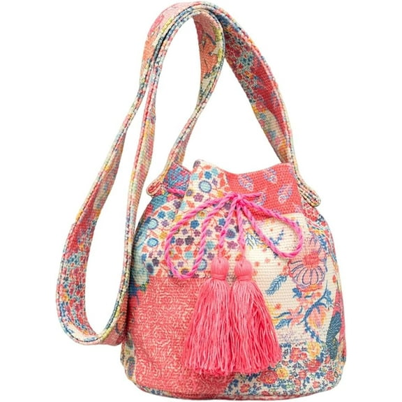 PTSPLLMY Bohemian Canvas Crossbody Bag Womens Hippie Bucket Bag Boho Tote Hobo Bags Aesthetic Shoulder Handbag Tassel Sling Beach Bag