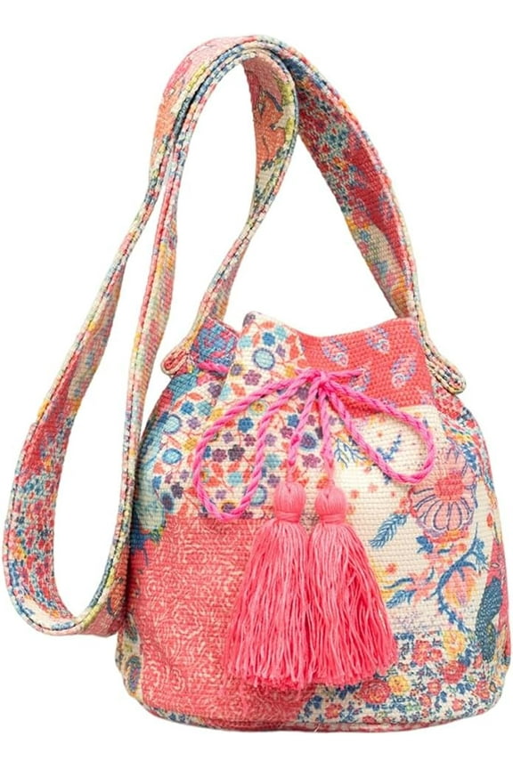 PTSPLLMY Bohemian Canvas Crossbody Bag Womens Hippie Bucket Bag Boho Tote Hobo Bags Aesthetic Shoulder Handbag Tassel Sling Beach Bag
