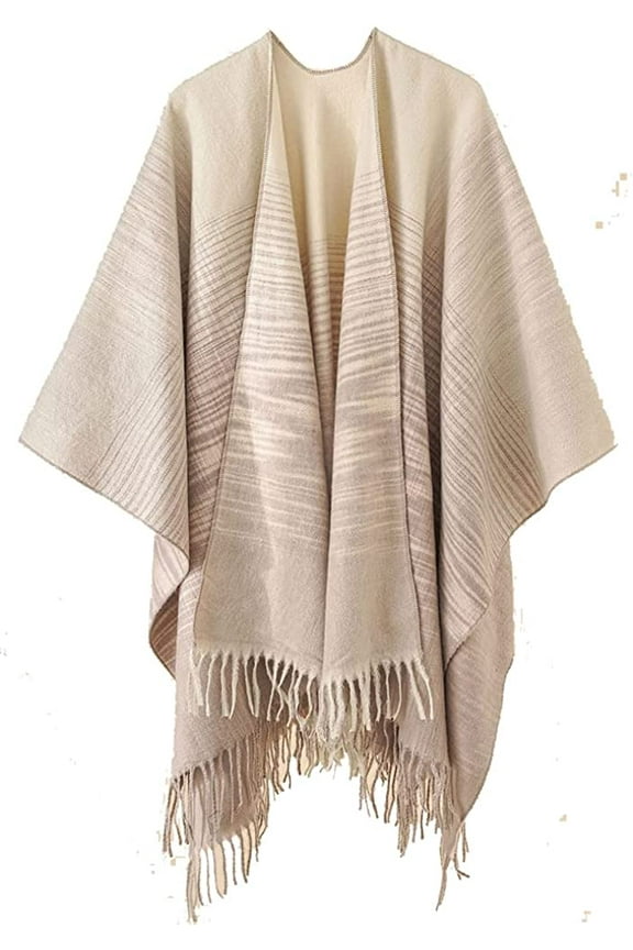 Women Tassel Shawl Wraps Open Front Poncho Winter Kintted Sweater Cardigan Blanket Cape