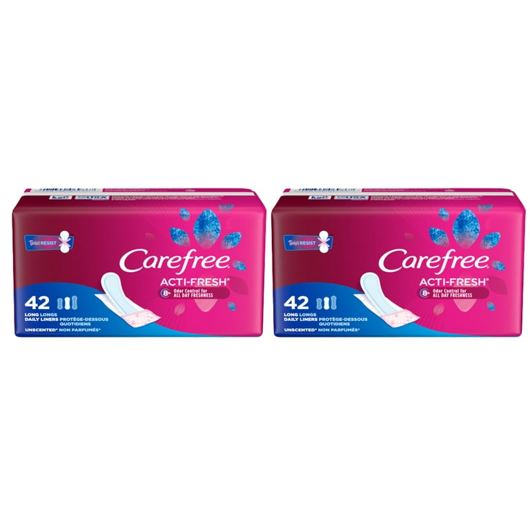 CAREFREE Acti-Fresh Body Shape Long To Go Pantiliner, Unscented 42 ea (Pack  of 2)