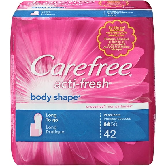 CAREFREE Acti-Fresh Body Shape Long To Go Pantiliner, Unscented 42 ea