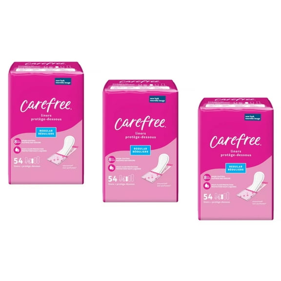 CAREFREE Acti-Fresh Body Shape Regular To Go Pantiliners, Unscented 54 ea (Pack of 3)