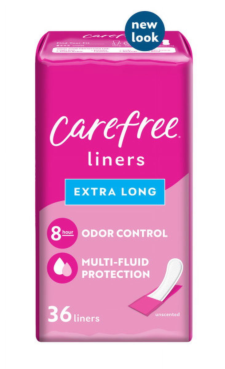 CAREFREE® Panty Liners, Extra Long, Unscented, 8 Hour Odor Control