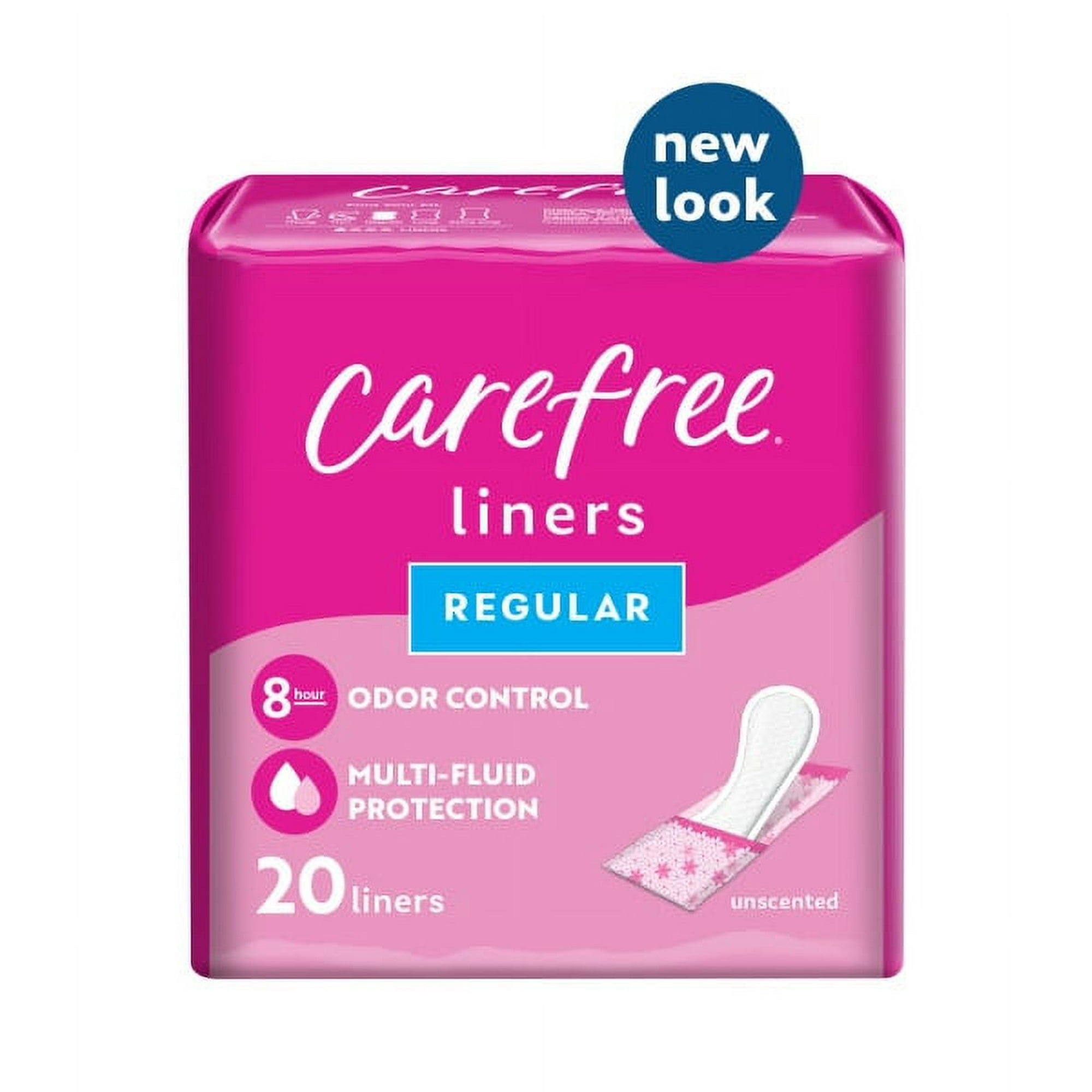 CAREFREE® Panty Liners, Regular, Unscented, 8 Hour Odor Control, 20ct