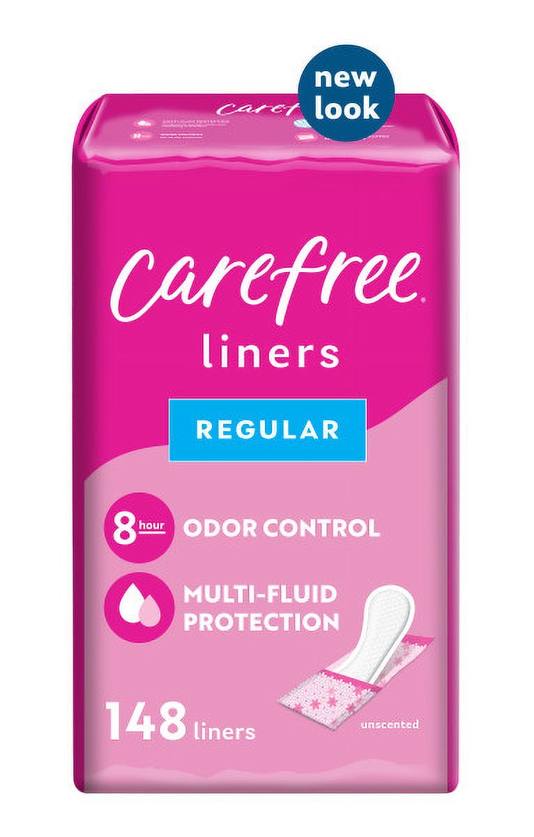 CAREFREE® Panty Liners, Regular, Unscented, Wrapped, 8 Hour Odor Control,  54 ct 