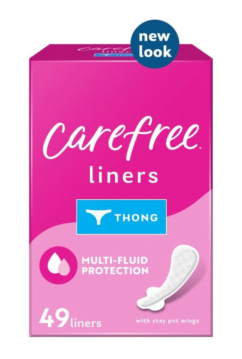 Carefree Pantiliners for Thongs with Stay Put Wings Unscented (Pack of 4)