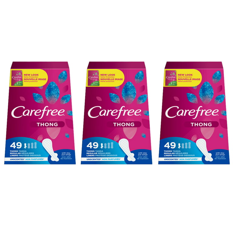 CAREFREE Thong Pantiliners, Regular Unscented 49 ea (Pack of 3