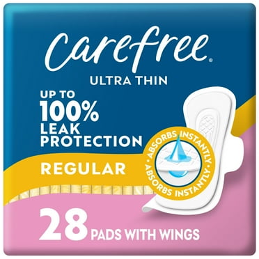 Carefree Ultra Thin Pads with Wings, Regular Absorbency, 28 Ct