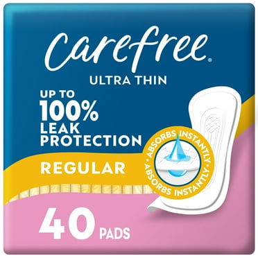 Carefree Ultra Thin Pads without Wings, Regular Absorbency, 40 Count