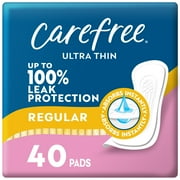 Carefree Ultra Thin Pads without Wings, Regular Absorbency, 40 Count