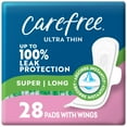 thumbnail image 1 of Carefree Ultra Thin Pads with Wings, Super, Long, 28 Count, 1 of 10