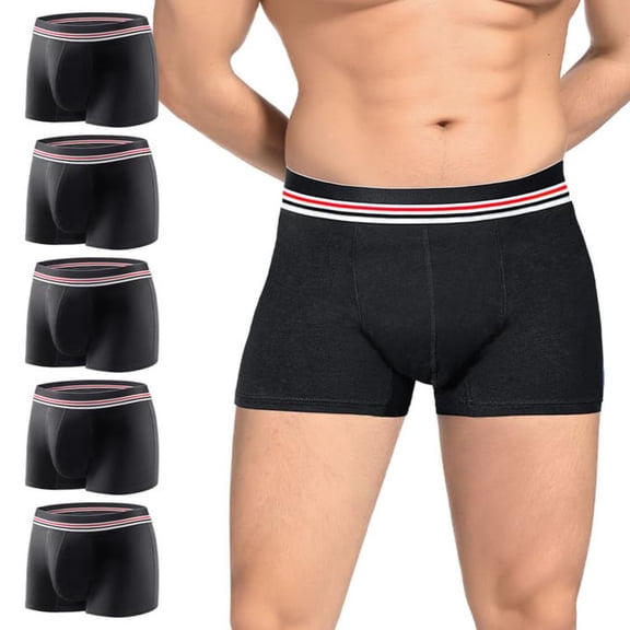 CARER Men Reusable Incontinence Boxer Briefs Front Absorbent Leak Proof Bladder Control Underwear 5 Pack Black 3XL