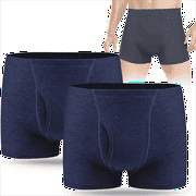 CARER Mens Incontinence Underwear Urinary Leakproof Cotton Underwear for Men Washable Reusable Incontinence Boxer Briefs 2-Pack