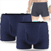 CARER Mens Incontinence Underwear Urinary Leakproof Cotton Underwear for Men Washable Reusable Incontinence Boxer Briefs 2-Pack