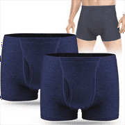 CARER Mens Incontinence Underwear Urinary Leakproof Cotton Underwear for Men Washable Reusable Incontinence Boxer Briefs 2-Pack