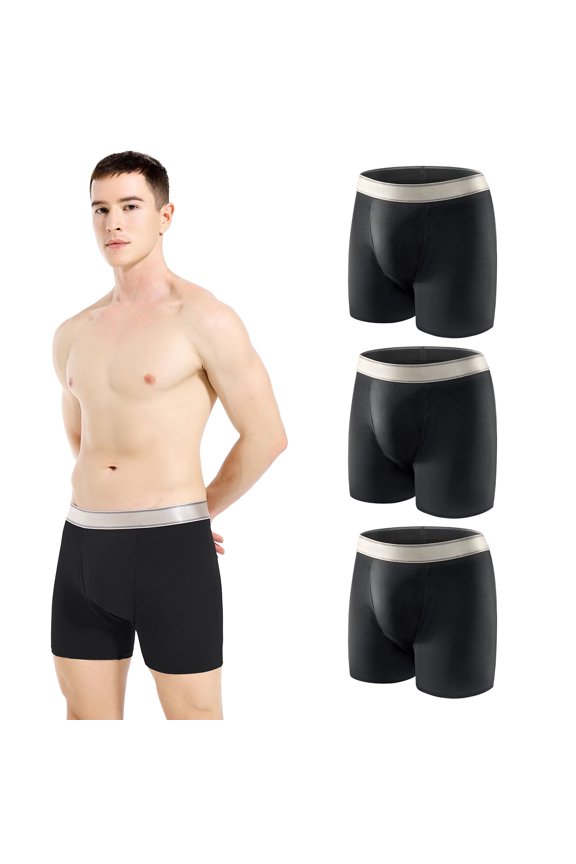 Washable Mens Incontinence Underwear 3 Pack Leak Proof Underwear for Men Reusable Incontinence Boxer Briefs with Front Fly