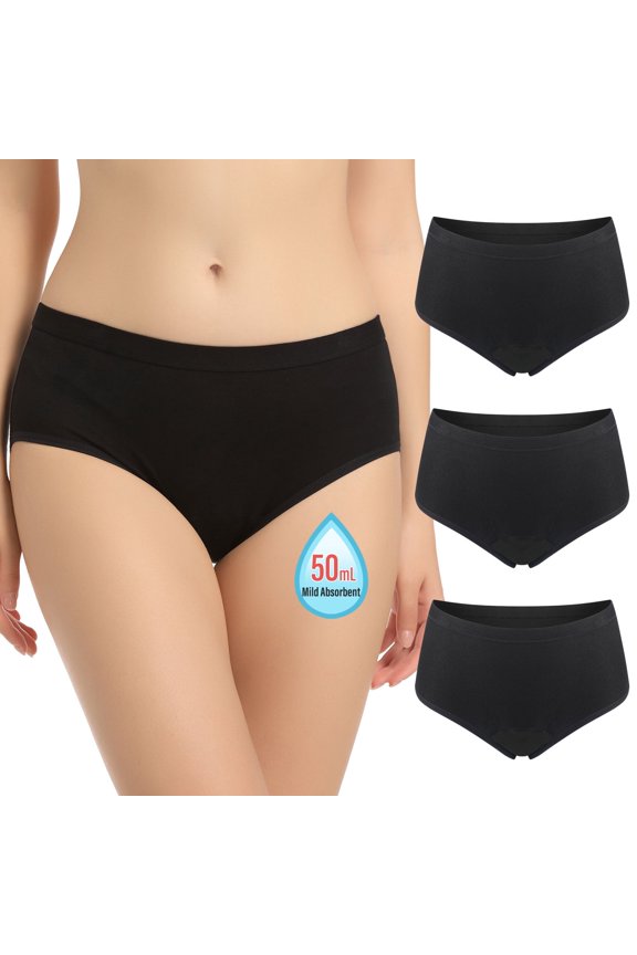 Womens Period Underwear, Leakproof Postpartum Menstrual Panties for Heavy Flow 3 Pack