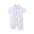 thumbnail image 1 of CARETOO Baby Boy Baptism Christening Outfits Infant Bowtie with Socks Baby Romper 4Pcs Baby Suit, 1 of 6
