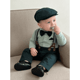 thumbnail image 1 of CARETOO Baby Boy Clothes Outfit 0-18M Infant Formal Cotton Fabric Shirt Bowtie Hat Suspender Pants, 1 of 10
