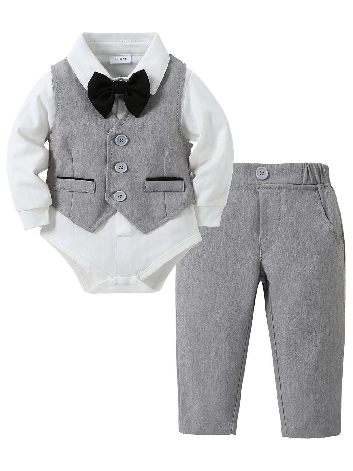 CARETOO Baby Boy Clothes Set 0-18M Formal Outfits Shirt Waistcoat Pants ...