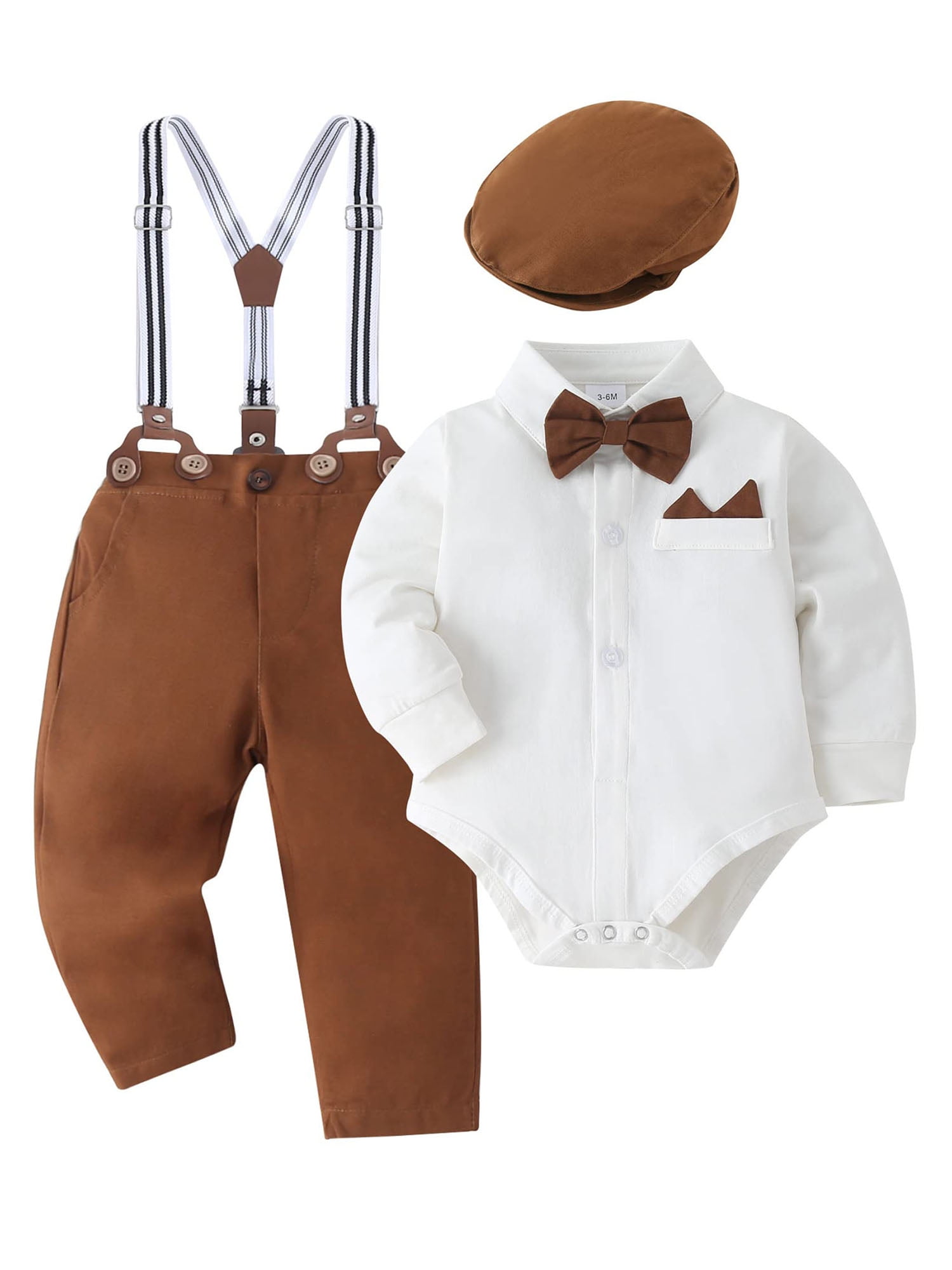 CARETOO Baby Boy Clothes Set Infant Tuxedo Long Sleeve Gentleman Suit