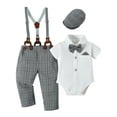thumbnail image 1 of CARETOO Baby Boy Clothes Suit 0-18M 4Pcs Formal Gentleman Dress Shirt Suspender Pants Hat Bowtie Set, 1 of 12