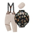 thumbnail image 1 of CARETOO Baby Boy Clothes Suit 3-24 Months Formal Long Sleeve Floral Shirt Suspender Pants Hat Bowtie, 1 of 16