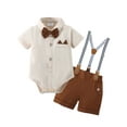 thumbnail image 1 of CARETOO Baby Boy Clothes Suit Gentleman Romper Suspender Shorts Trousers Pants Bowtie Hat Outfits, 1 of 14