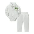 thumbnail image 1 of CARETOO Baby Boy Suit Toddler Boy Dress Clothes Gentleman Wedding Baptism Outfits, Formal Dress Shirt+Bowtie+Vest+Boutonniere+Suspender Pants, 1 of 15