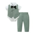 thumbnail image 1 of CARETOO Baby Boy Clothes Suit Shirt Bow Tie Waistcoat Pants Formal Set 0-18M Cotton Fabric 4pcs, 1 of 12
