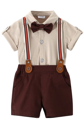 Baby Boy Clothes Suit Summer Shirt Shorts Suspender Pants Formal Set Cotton Fabric 3pcs Set
