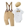 thumbnail image 1 of CARETOO Baby Boy Clothes Suits Formal Dress Romper Suspender Pants Beret Hat Bow Tie Outfits 0-24M, 1 of 12