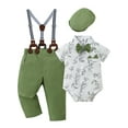 thumbnail image 1 of CARETOO Baby Boy Suit Clothes 0-24M Formal Short Sleeve Floral Dress Shirt Suspender Pants Hat Set, 1 of 13