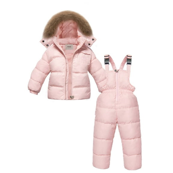 CARETOO Baby Boys Girls Winter Down Coats Snowsuit Outerwear 2Pcs Clothes Hooded Jacket Snow Ski Bib Pants Outfits Set