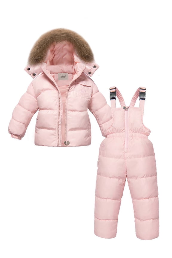 Baby Boys Girls Winter Down Coats Snowsuit Outerwear 2Pcs Clothes Hooded Jacket Snow Ski Bib Pants Outfits Set