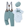 thumbnail image 1 of CARETOO Boy Clothes 0-18M Cotton Fabric Formal Outfit Shirt Tie Hat Suspender Pant Suit Clothing Set, 1 of 16