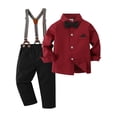 thumbnail image 1 of CARETOO Boy Clothes 6-12T Big Kid Dress Shirt Bowtie Suspender Pants Outfit Sets Gentleman Wedding, 1 of 14
