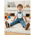 thumbnail image 1 of CARETOO Boy Clothes Set Toddler Boy Suit Formal Dress Shirt Bowtie Suspender Pants Wedding Cotton Fabric Baby Boy Church Clothes 1-10T, 1 of 9