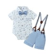 thumbnail image 1 of CARETOO Boy Clothes Suit 3Pcs 0-18M Infant Short Sleeve Formal Outfits Shirt Bowtie Pants 95% Cotton, 1 of 15