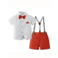thumbnail image 1 of CARETOO Boy Clothes Suit Wedding Toddler Shirt Shorts Bowtie Infant Formal Set Cotton Fabric Outfits, 1 of 13