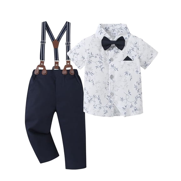 CARETOO Boy Clothes Suits Toddler Boy Outfit Dress Shirt Bowtie Pants Kid Wedding Outfits 5-10 Years
