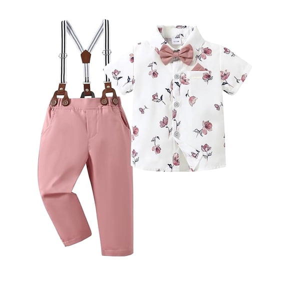 CARETOO Boy Clothes Suits Toddler Boy Outfit Dress Shirt Bowtie Pants Kid Wedding Outfits 5-10 Years