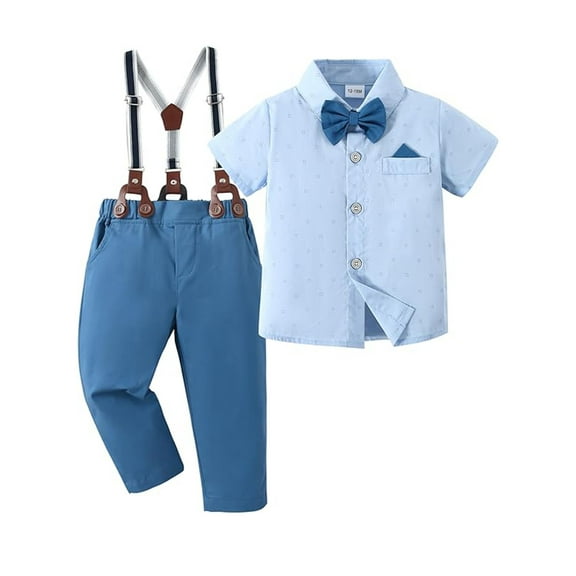 CARETOO Boy Clothes Suits Toddler Boy Outfit Dress Shirt Bowtie Pants Kid Wedding Outfits 5-10 Years