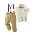thumbnail image 1 of CARETOO Boy Clothes Suits Toddler Dress Shirt Bowtie Suspender Pants Outfit Sets Formal Wedding 6-10T 95Cotton, 1 of 11