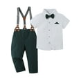 thumbnail image 1 of CARETOO Boy Clothes Suits Toddler Dress Shirt Bowtie Suspender Pants Outfit Sets Formal Wedding 6-10T 95Cotton, 1 of 15