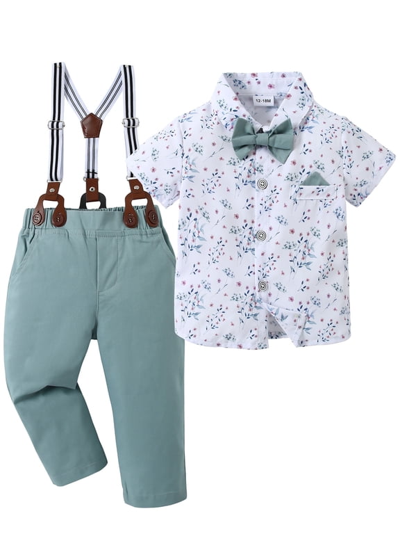 Boy Clothes Suits Toddler Shirt Pants Outfit Gentleman Wedding 1-6 Years Cotton Fabric 3Pcs