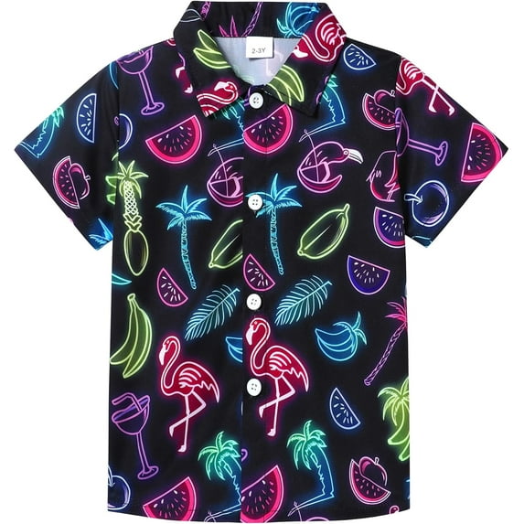 CARETOO Boys Hawaiian Shirt Cool Summer Hawaii Shirts Casual Short Sleeve Button Down Aloha Beach Tee Tops Size 9-10 Years
