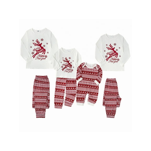 CARETOO Christmas Family Pajamas Matching Sets Plaid Xmas Deer Print Sleepwear for Family Men Women