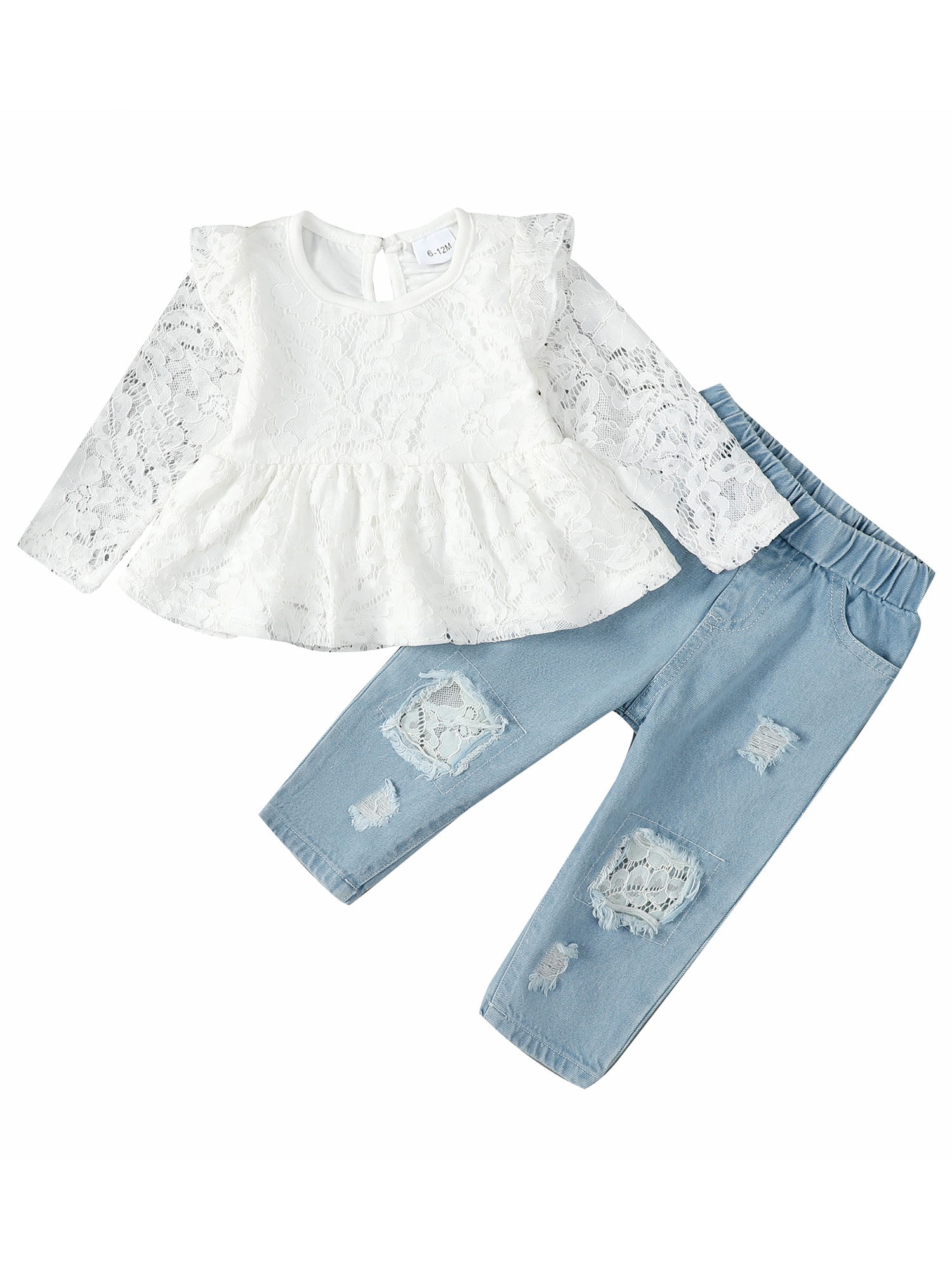 CARETOO Girl Clothes Outfits Toddler Baby Ruffle Sleeve Floral T-Shirt ...
